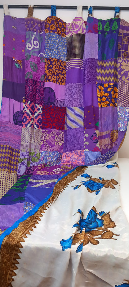 CORTINA MÁGICA PATCHWORK REVERSIBLE CON 2CARAS ARTESANÍA INDIA,ENVÍO GRATIS.