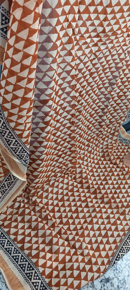 Pañuelo Foulard Bagru con alma artesanal.100% 