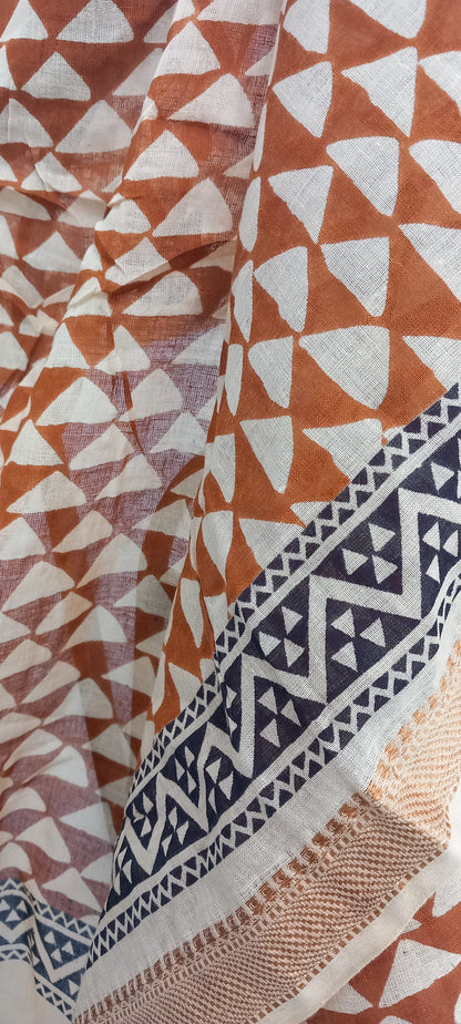 Pañuelo Foulard Bagru con alma artesanal.100% algodón y 100% artesanal. Envío gratis sin pedido mínimo.