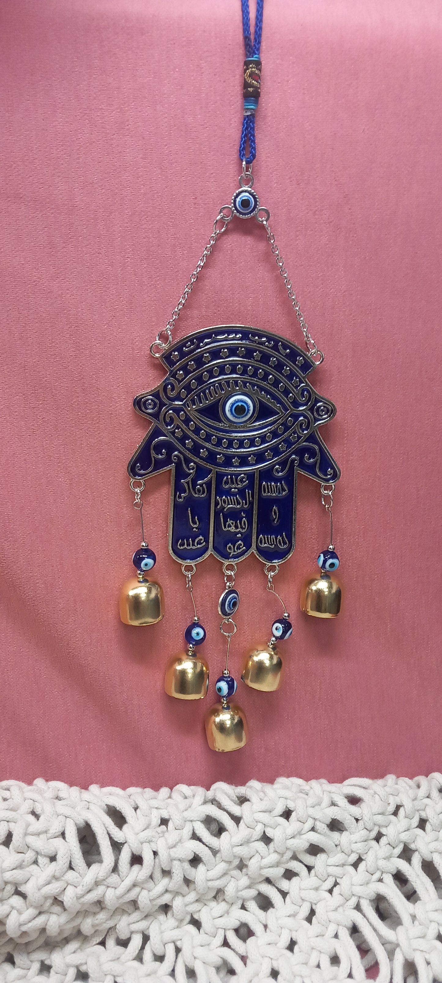 Colgador decoración MANO DE FÁTIMA CON OJO TURCO Y CAMPANITAS PARA LA SUERTE Y LA PROTECCIÓN CONTRA EL MAL DE OJO.ENVÍO GRATIS SIN PEDIDO MÍNIMO.