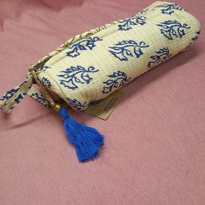 Neceser acolchado algodón tonos beig india,envío gratis