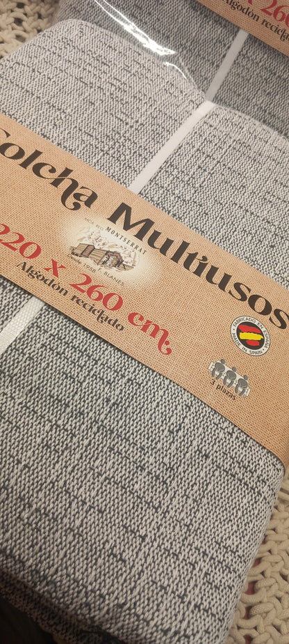 JARAPA MANTA RÚSTICA MULTIUSOS DE ALGODÓN RECICLADO. 80%ALGODÓN,ENVÍO GRATIS SIN PEDIDO MÍNIMO.