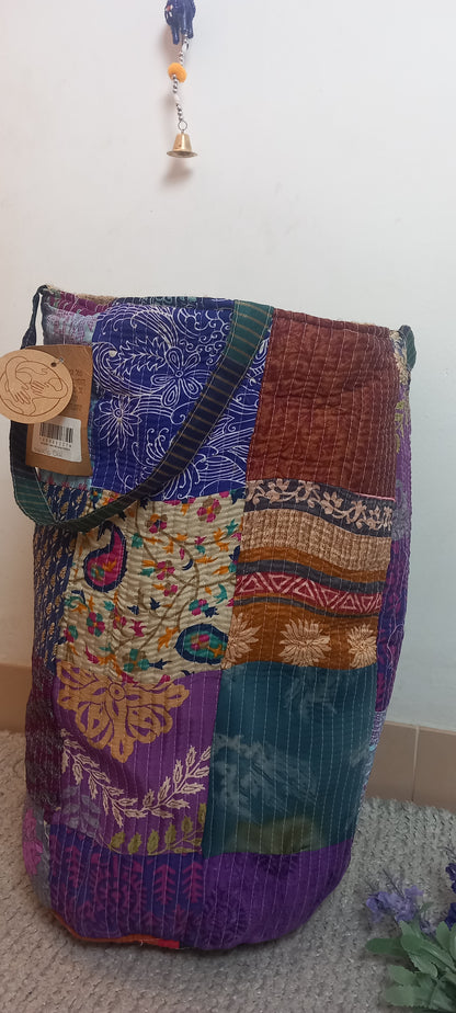 Cesto MULTIUSOS Y MULTIFUNCIONAL PATCHWORK WILD TELA YUTE Y SAREE. ENVÍOS GRATIS.