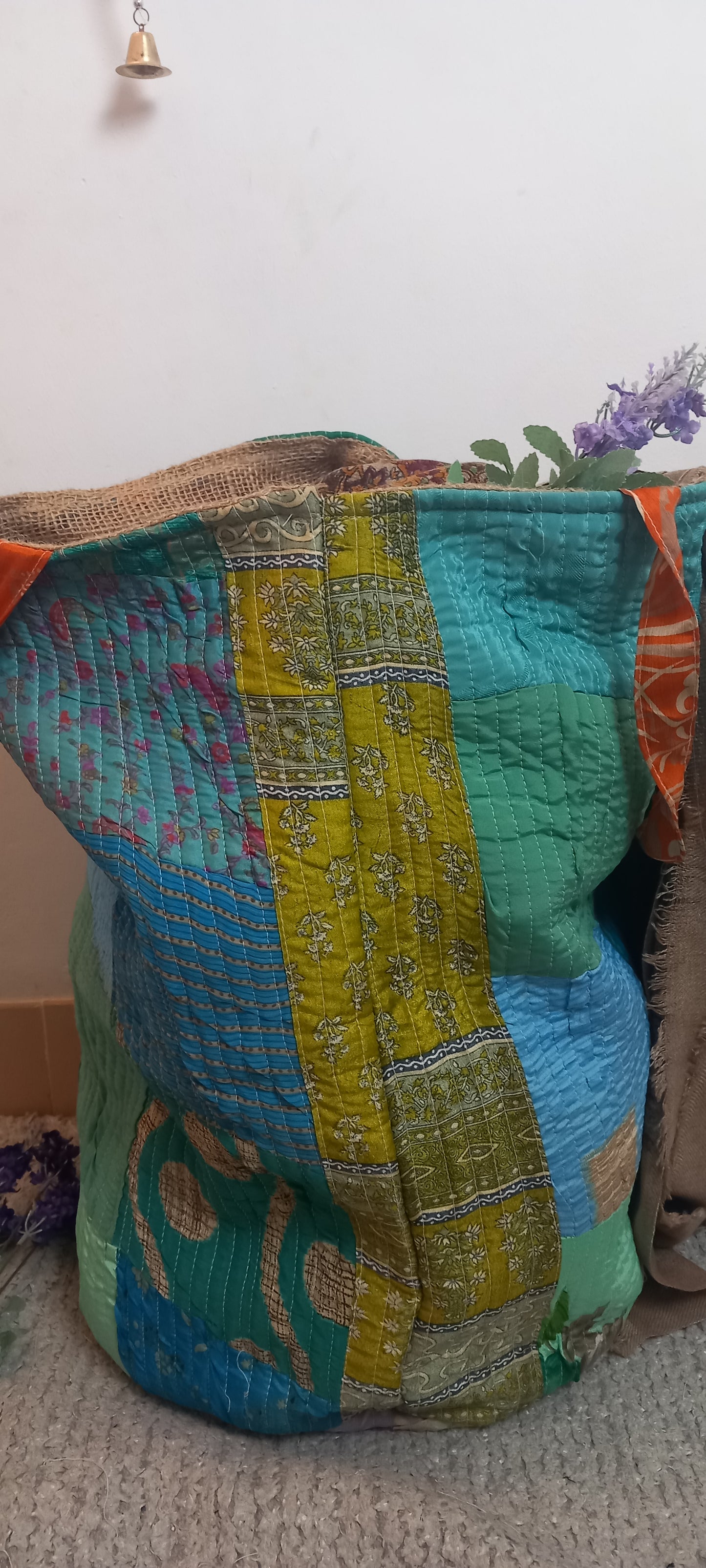 CESTO MULTIUSOS PATCHORK CON YUTE,MULTIFUNCIONAL CON ESTAMPADOS ÚNICOS,ENVÍO GRATIS SIN PEDIDO MÍNIMO.