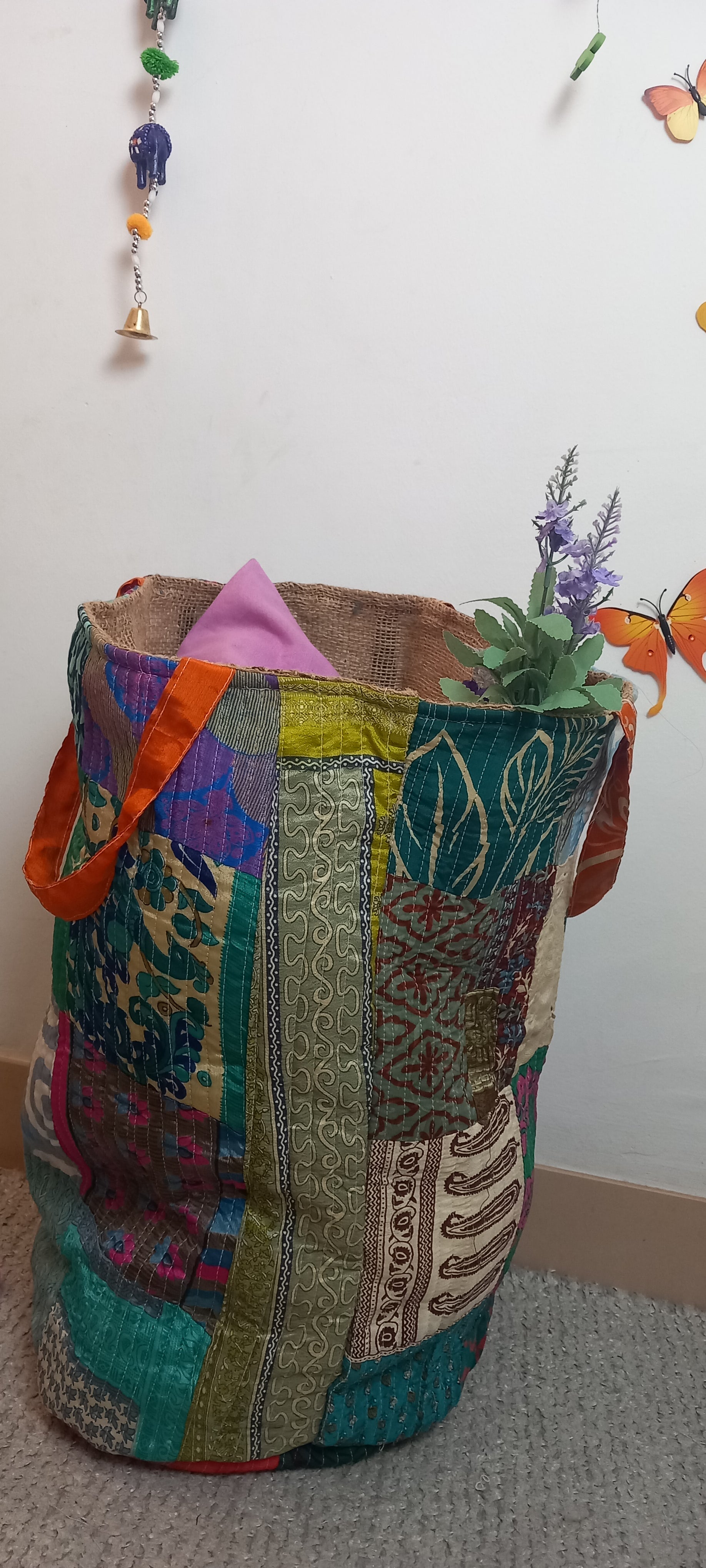 CESTO MULTIUSOS PATCHORK CON YUTE,MULTIFUNCIONAL CON ESTAMPADOS ÚNICOS,ENVÍO GRATIS SIN PEDIDO MÍNIMO.