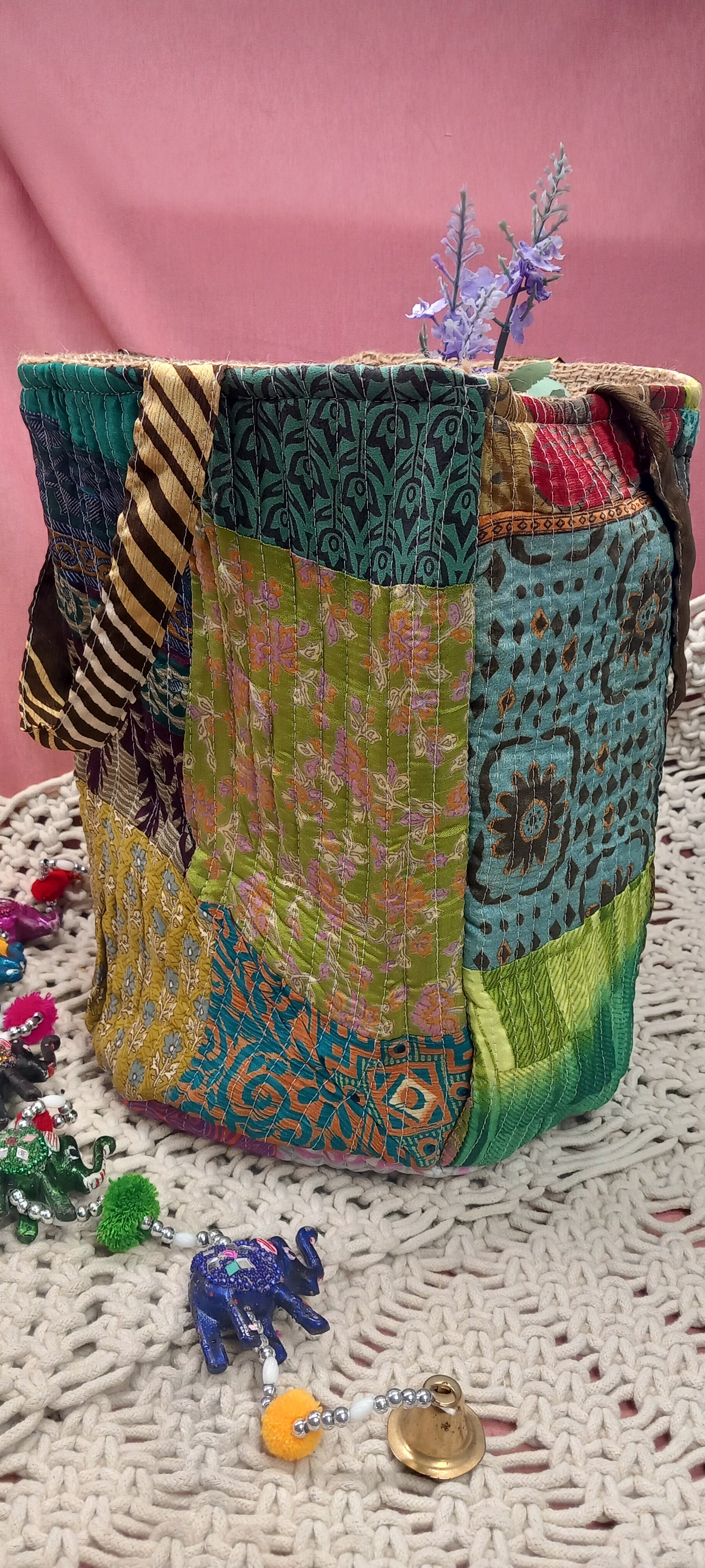 CESTO MULTIUSOS PIEZA ARTESANAL ÚNICA INDIA,ENVÍO GRATIS SIN PEDIDO MÍNIMO MODELO DELHI.