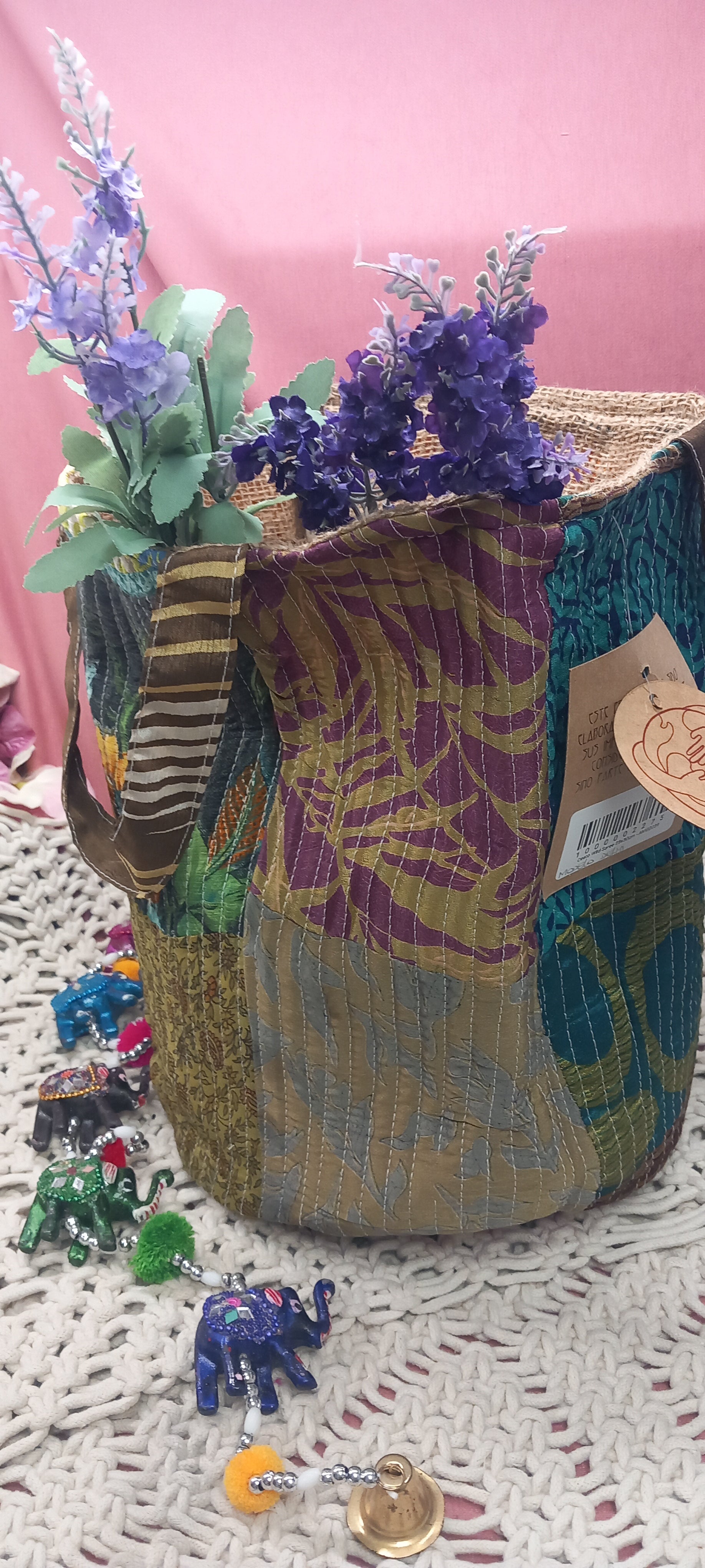 CESTO MULTIUSOS PIEZA ARTESANAL ÚNICA INDIA,ENVÍO GRATIS SIN PEDIDO MÍNIMO MODELO DELHI.