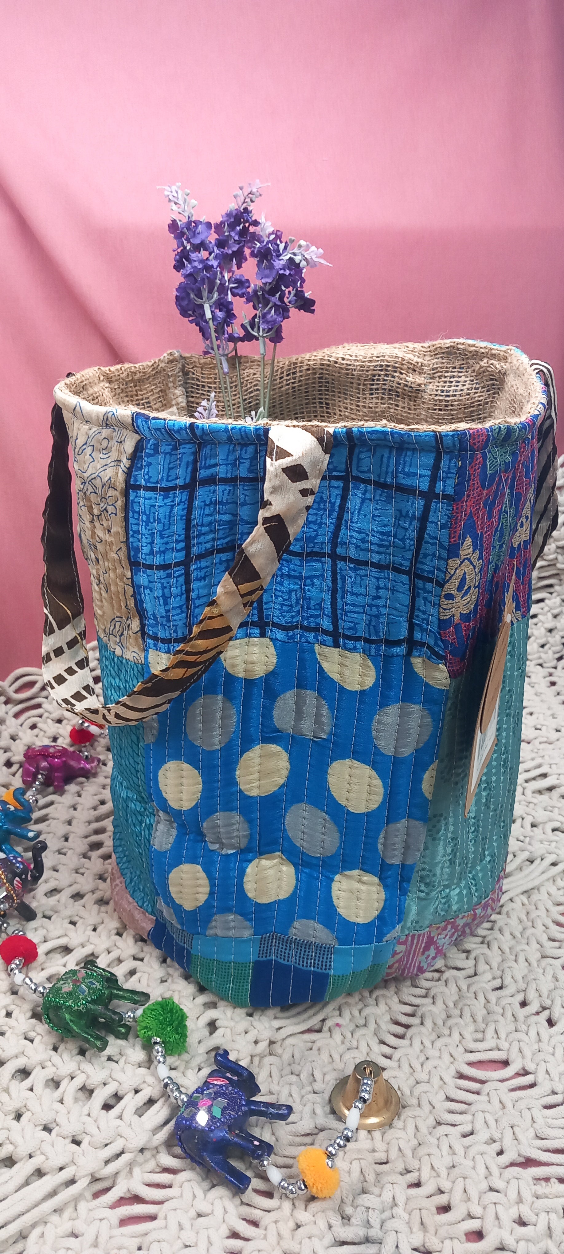 CESTO MULTIFUNCIONAL PATCHWORK 25X30 ENVÍO GRATIS SIN PEDIDO MÍNIMO