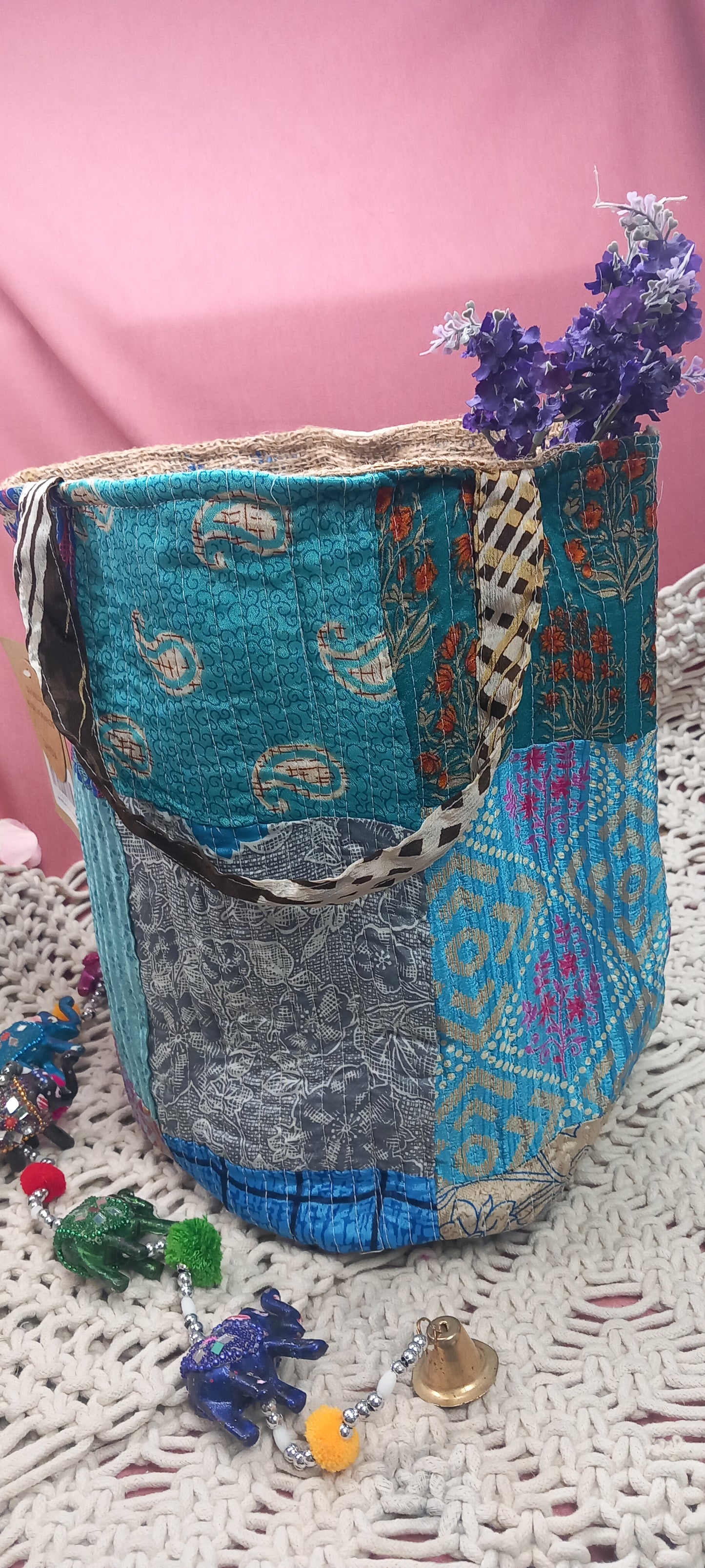 CESTO MULTIFUNCIONAL PATCHWORK 25X30 ENVÍO GRATIS SIN PEDIDO MÍNIMO