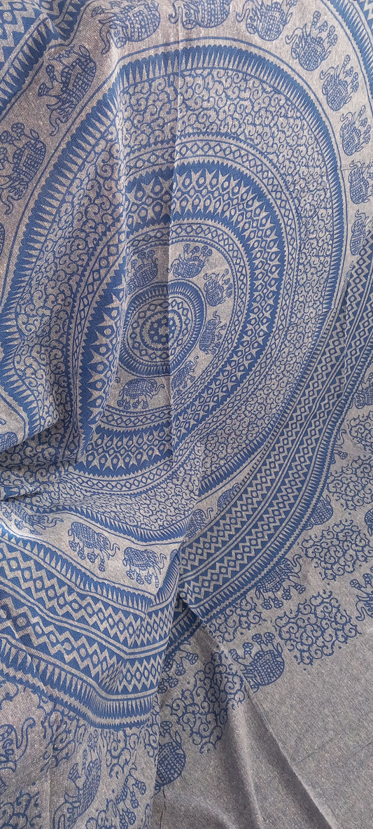 Jarapa Plaid fabricada en India diseño elefantes en azul.Envíos Gratis.Precio sin competencia.