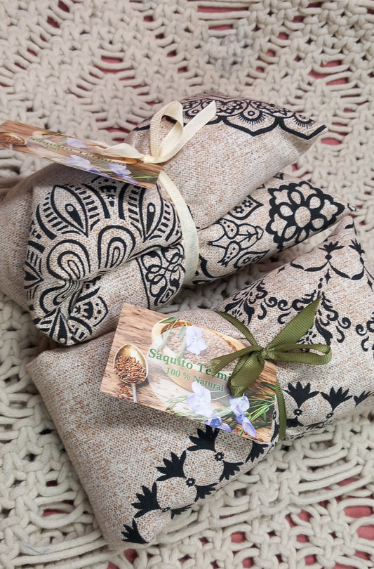 Sack of clovers on tan background.