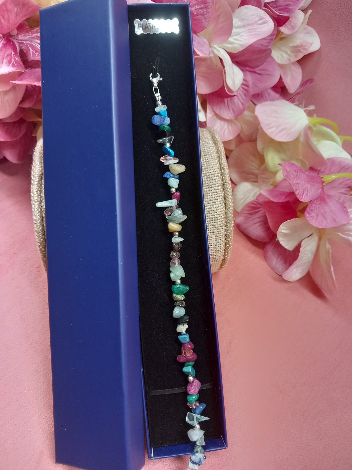 Bracelet ARGENT avec Mélange de Minéraux.