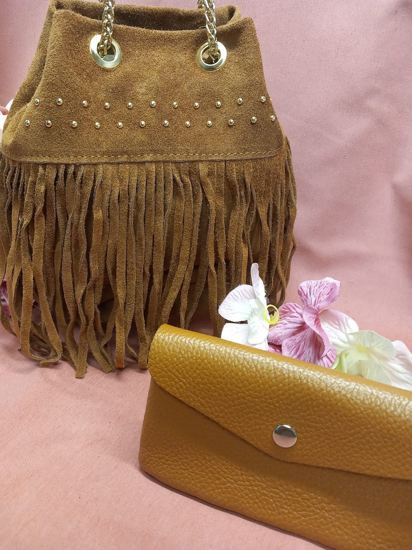 Fringed suede bag + GIFT Wallet.