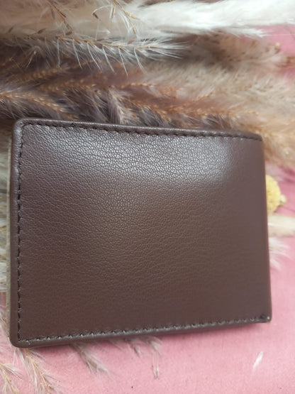 Brown Leather Wallet with different departments.