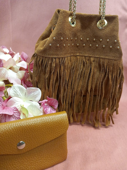 Fringed suede bag + GIFT Wallet.