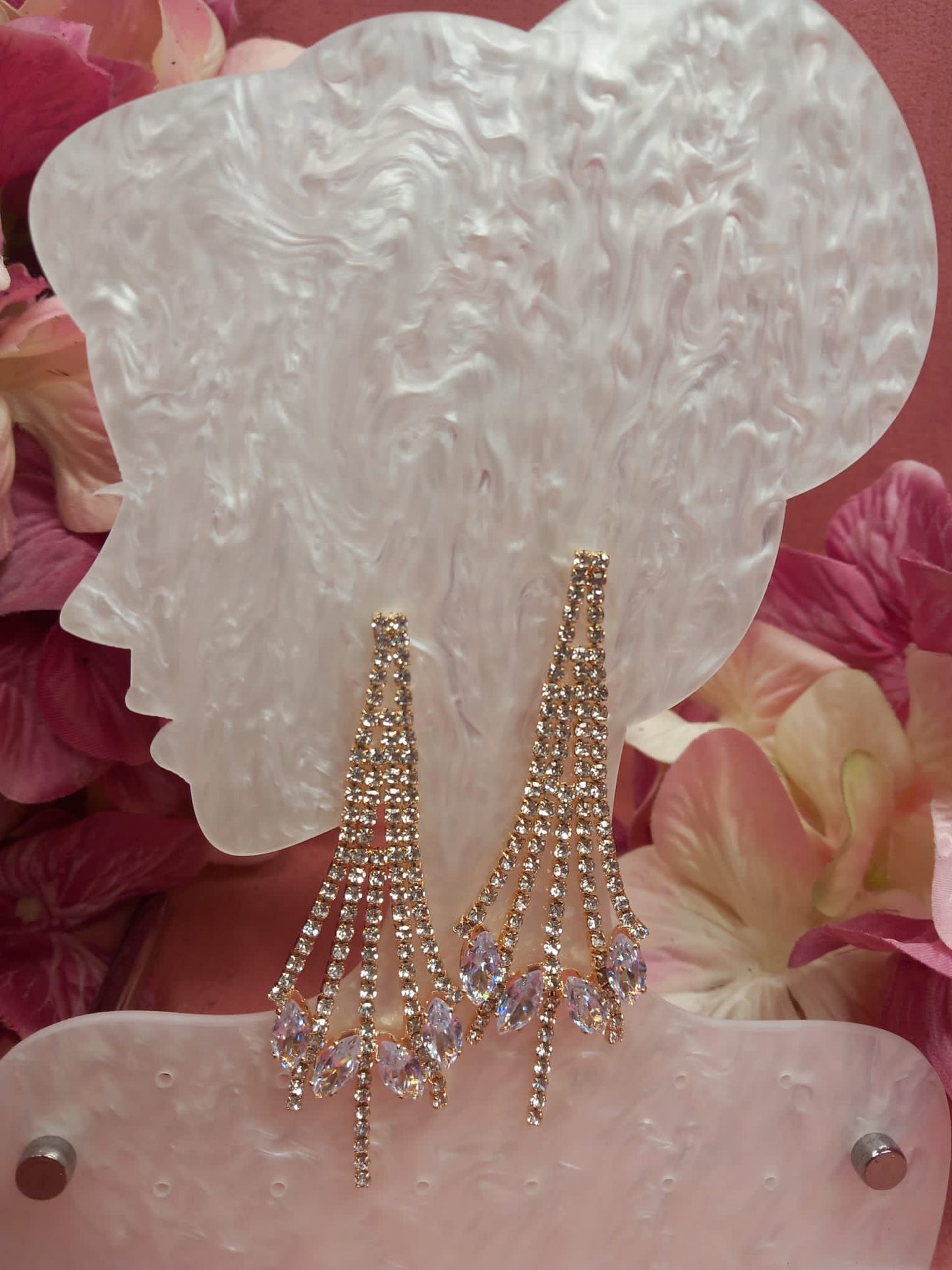 Boucles d'oreilles en forme de larme à paillettes dorées et multi-lumineux