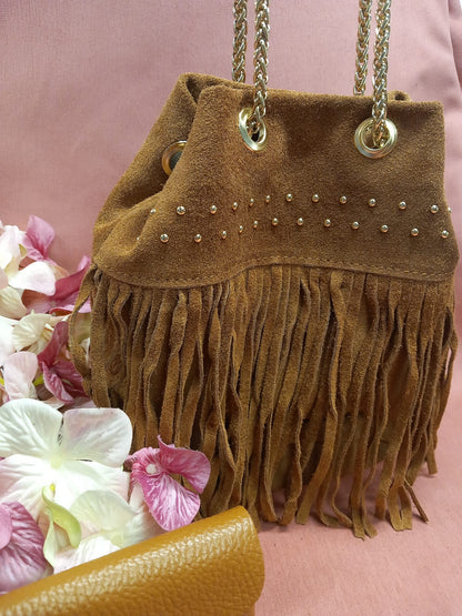 Fringed suede bag + GIFT Wallet.