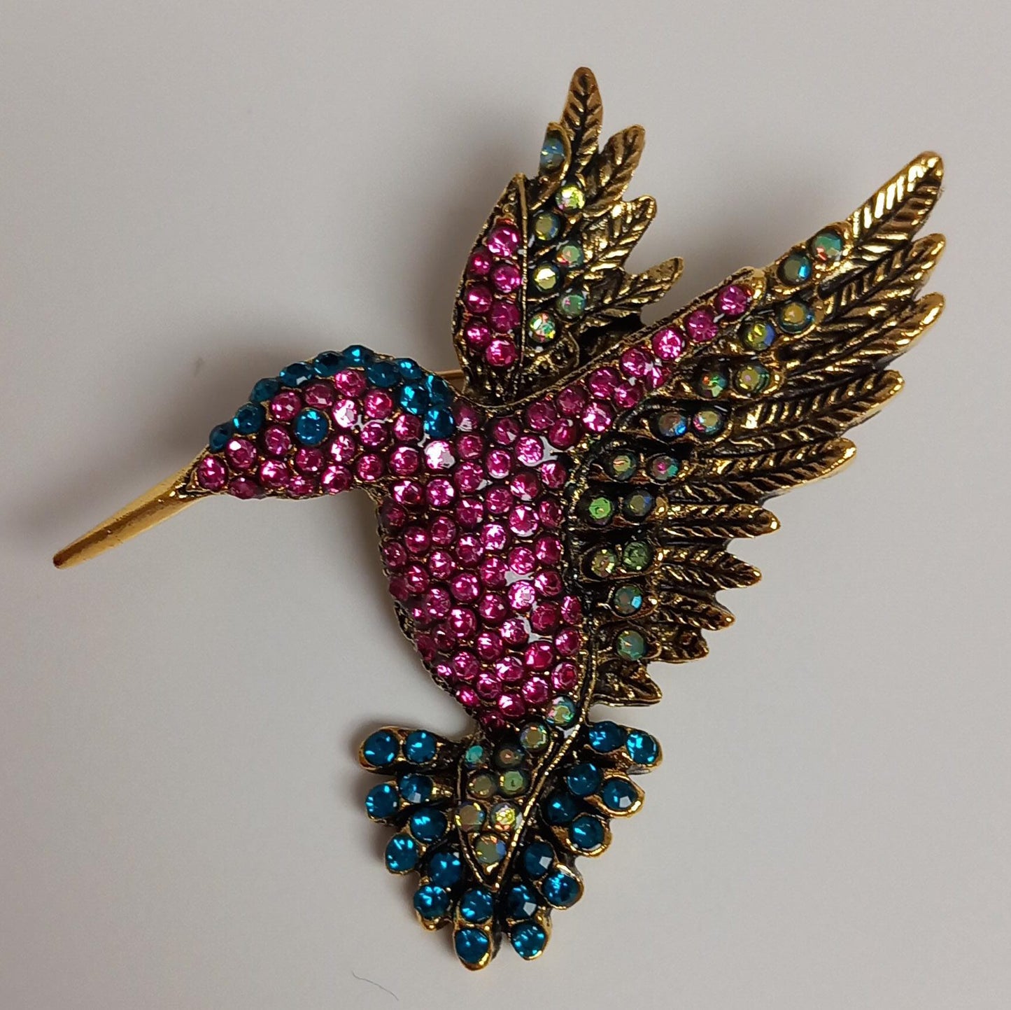 GOOD LUCK Hummingbird Brooch