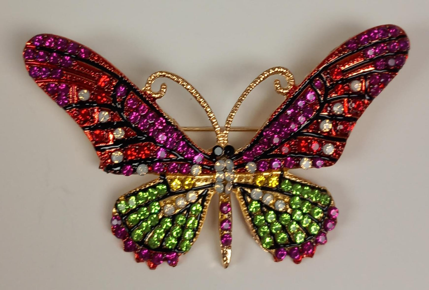 Magical Pink and Red Butterfly Brooch.