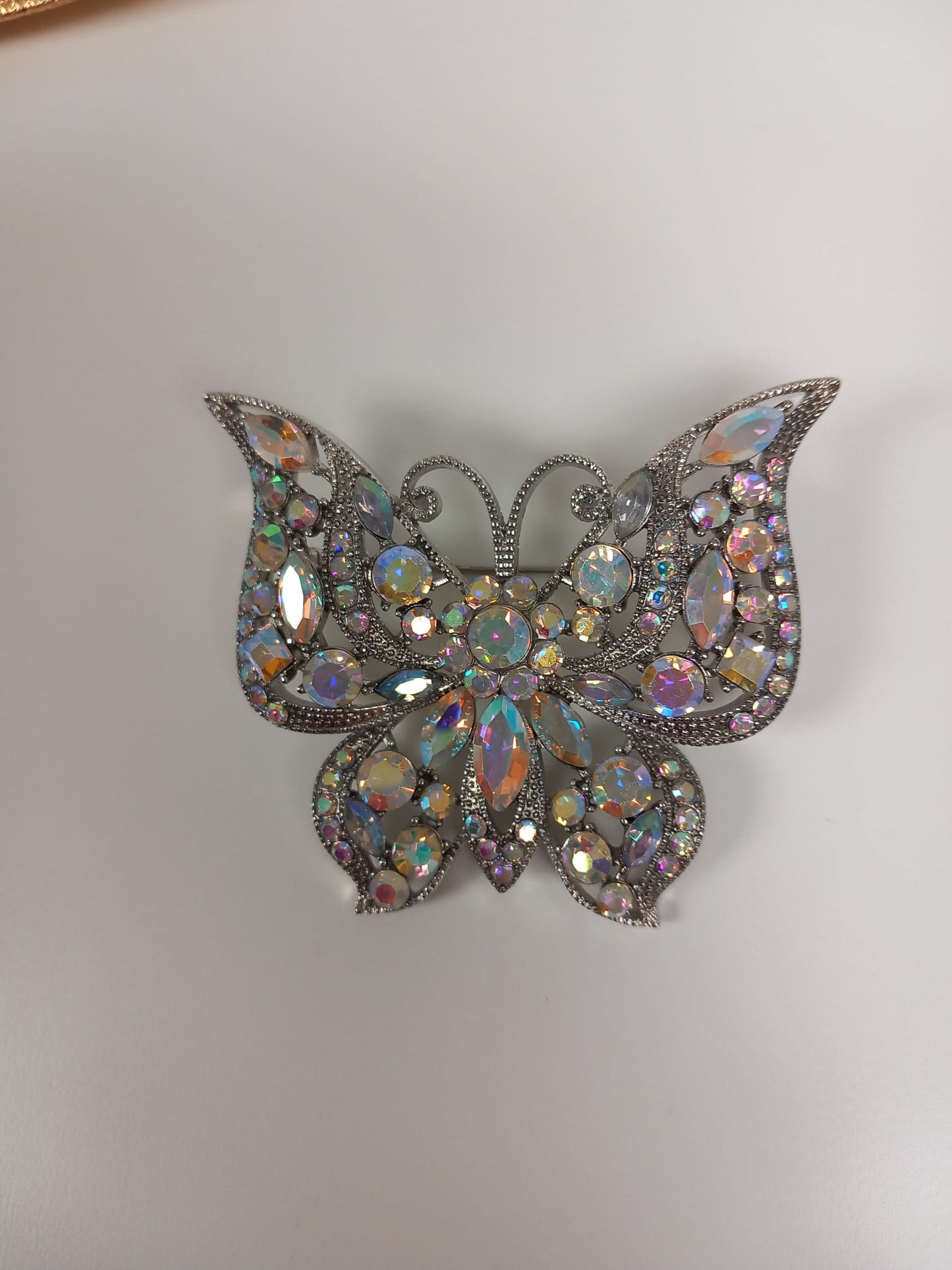 White Crystal Butterfly Brooch