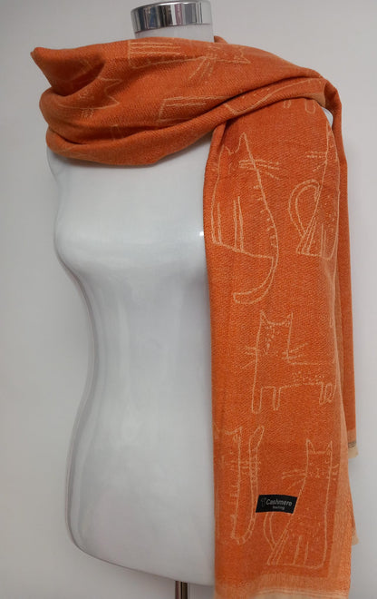 Soft Fall Reversible Pashmina Scarf Loved Cats