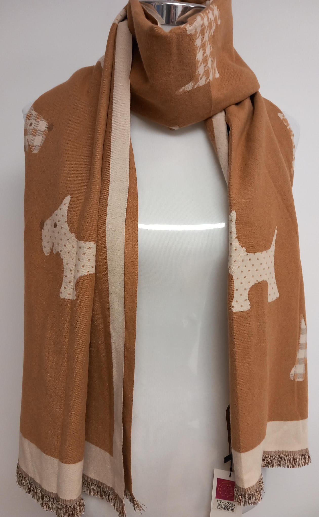 Reversible Scarf with authentic cashmere Beloved Dogs.