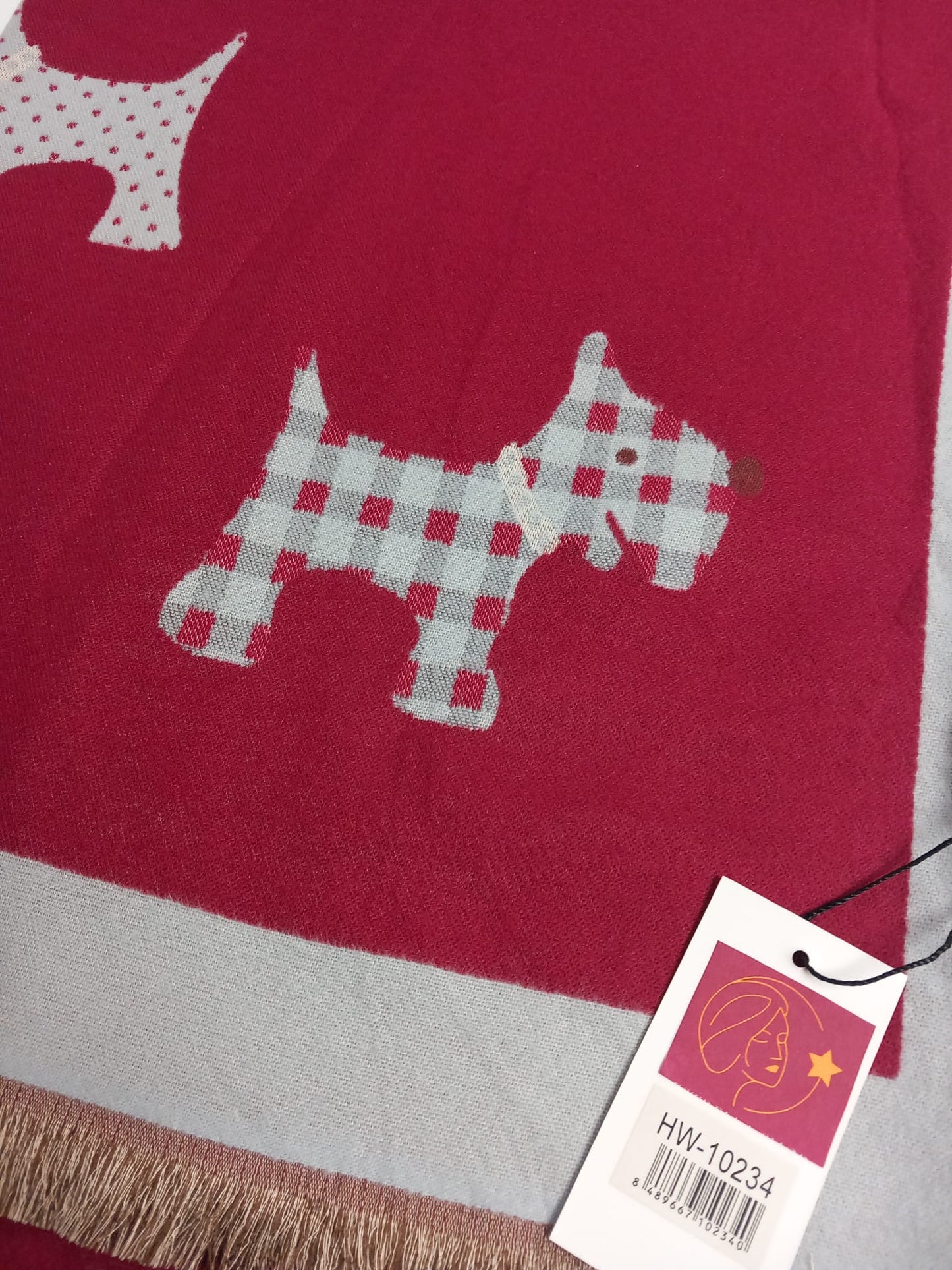 Hermosa bufanda de perros Reversible Cashmere y elegancia.