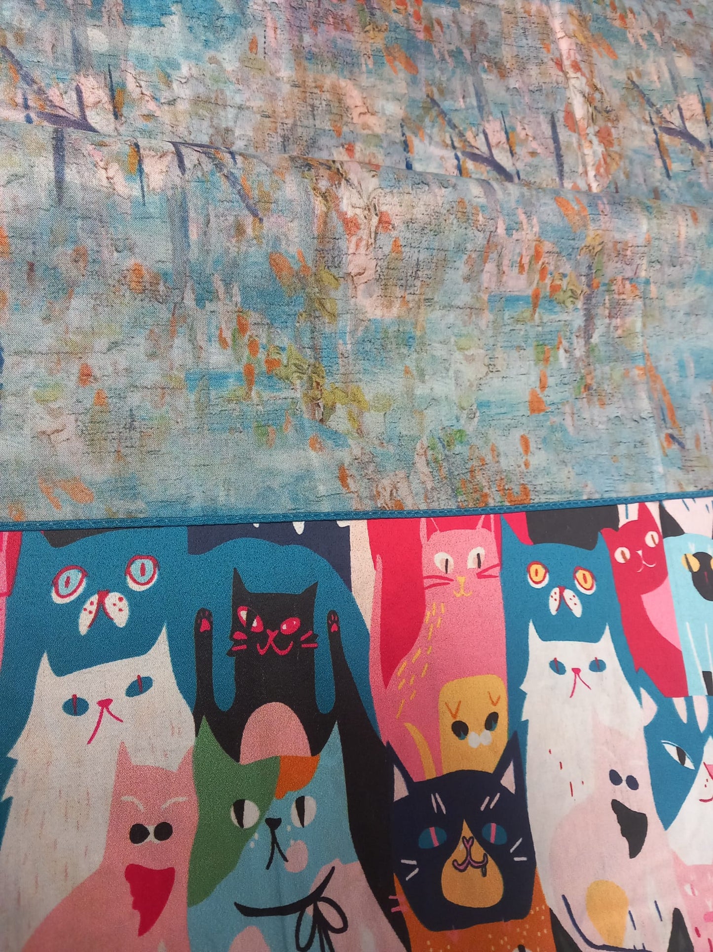 Pasmina Reversible 100% Silk Cute Kittens