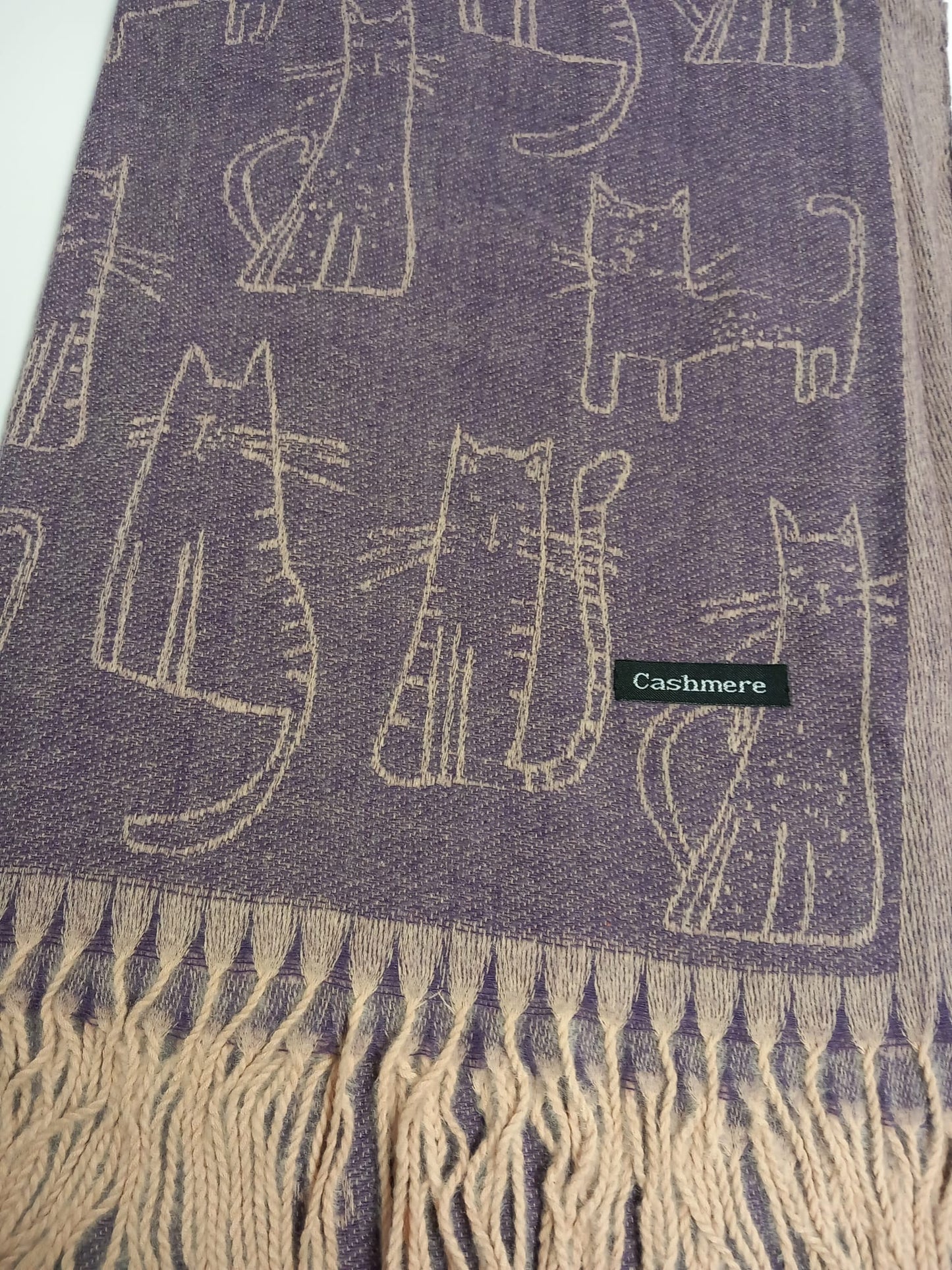 Reversible cat scarf in purple cashmere