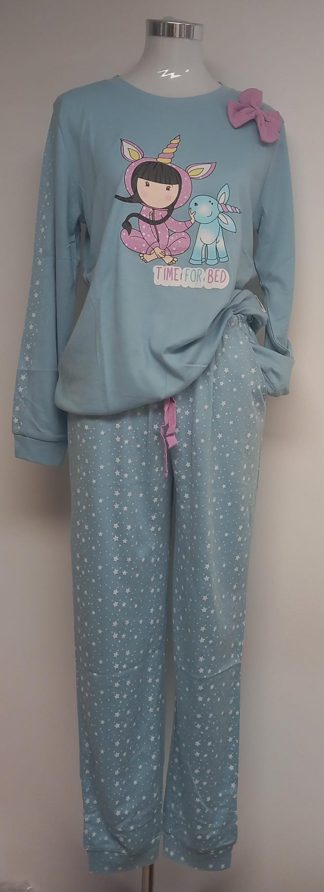 Suggestive sky pajamas with bow 