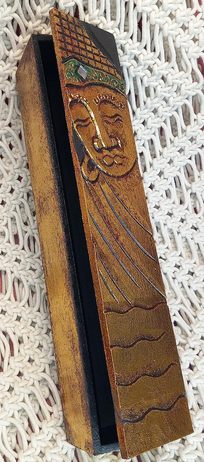 CAJA JOYERO DE BUDA DE MADERA,ARTESANÍA INDONESIA.ENVÍO GRATIS.