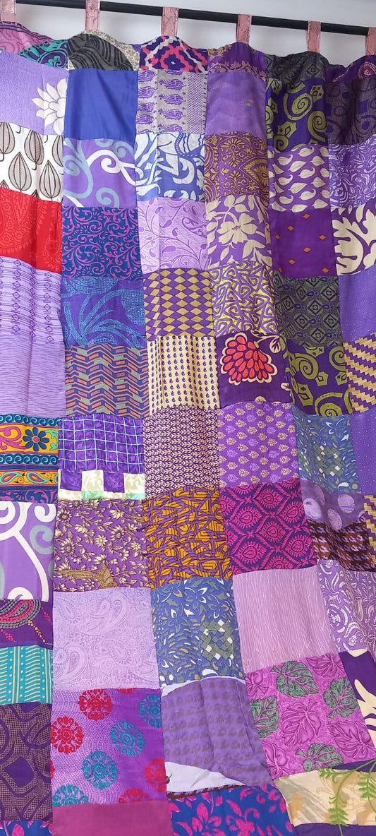 Cortinas reversibles ya confeccionadas técnico patchwork en India,modelo Maharaja.