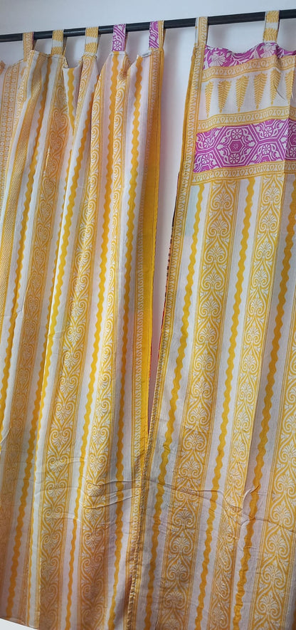 Set 2Cortinas **saldo en el revés 1banda**confeccionadas reversibles artesanía India de primerísima calidad.Modelo Aladino.