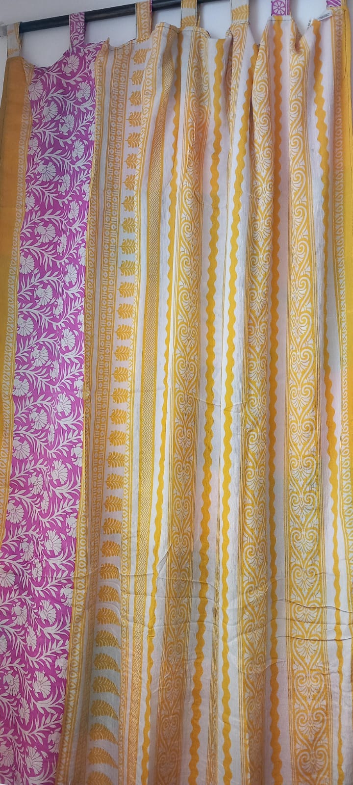 Set 2Cortinas **saldo en el revés 1banda**confeccionadas reversibles artesanía India de primerísima calidad.Modelo Aladino.