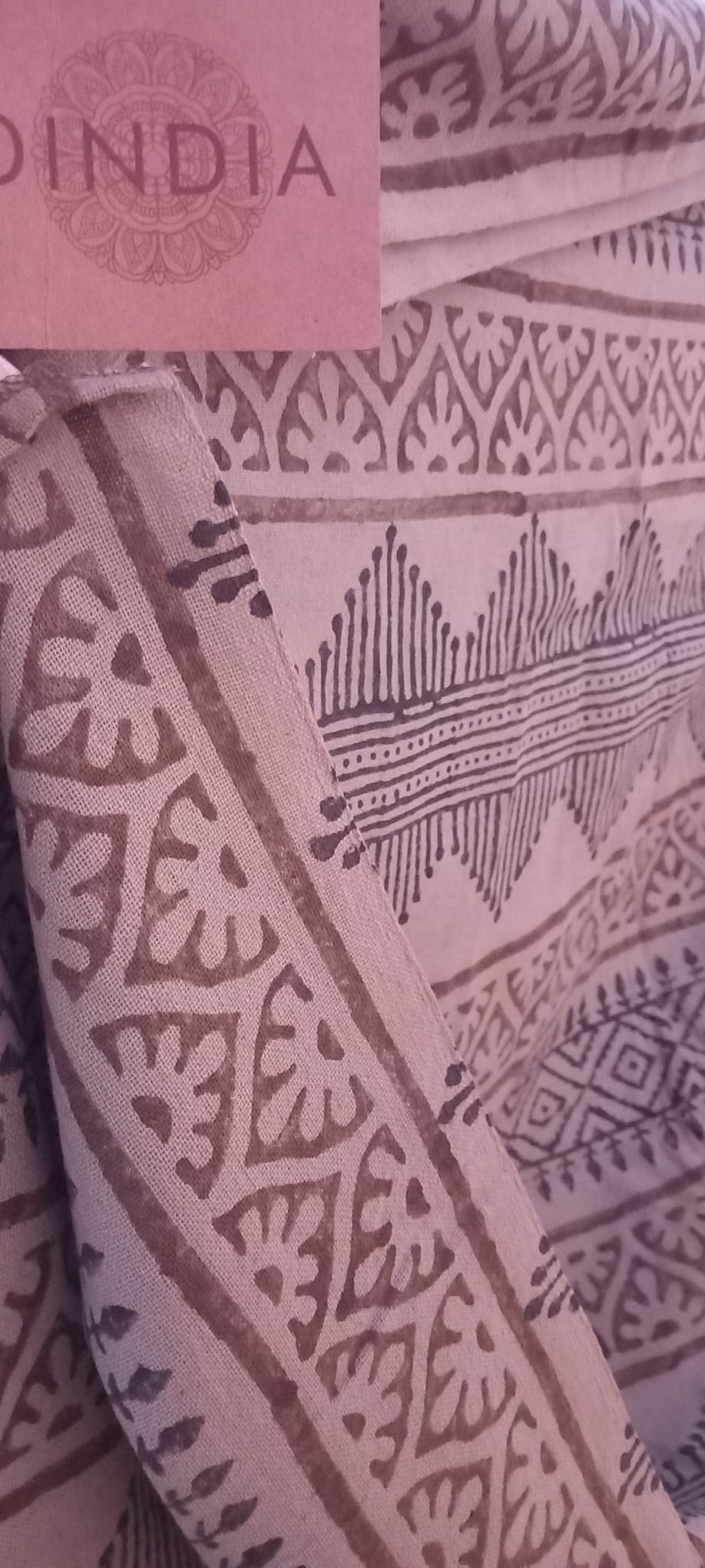 Pañuelo pasmina block print BLP001 modelo masala,100%algodón y 100%artesanal,envío gratis sin pedido mínimo.