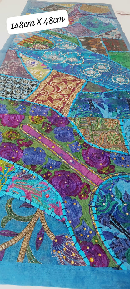 CAMINO DE MESA PATCHWORK TAPIZ MULTIFUNCION 48cmX148cm MULTIFUNCIÓN JOYA EXCLUSIVA TEXTIL ARTESANÍA INDIA.ENVIO GRATIS SIN PEDIDO MÍNIMO.
