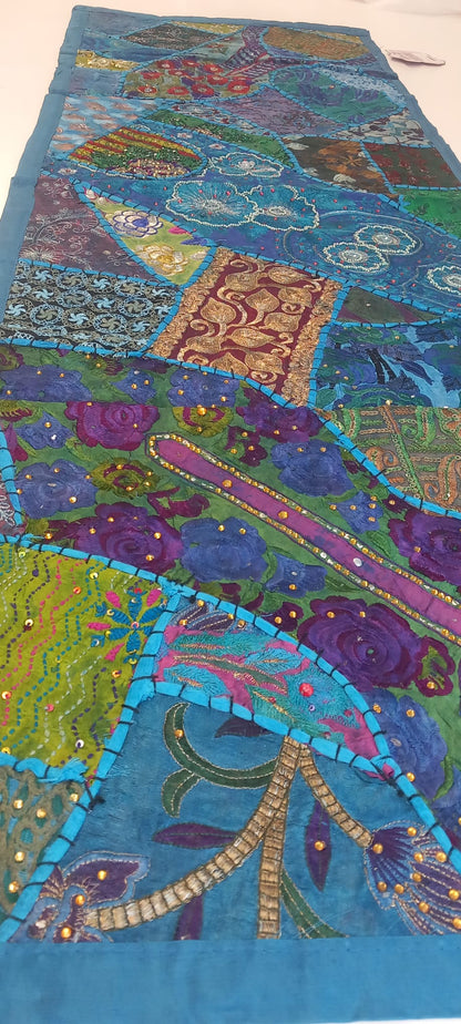 CAMINO DE MESA PATCHWORK TAPIZ MULTIFUNCION 48cmX148cm MULTIFUNCIÓN JOYA EXCLUSIVA TEXTIL ARTESANÍA INDIA.ENVIO GRATIS SIN PEDIDO MÍNIMO.