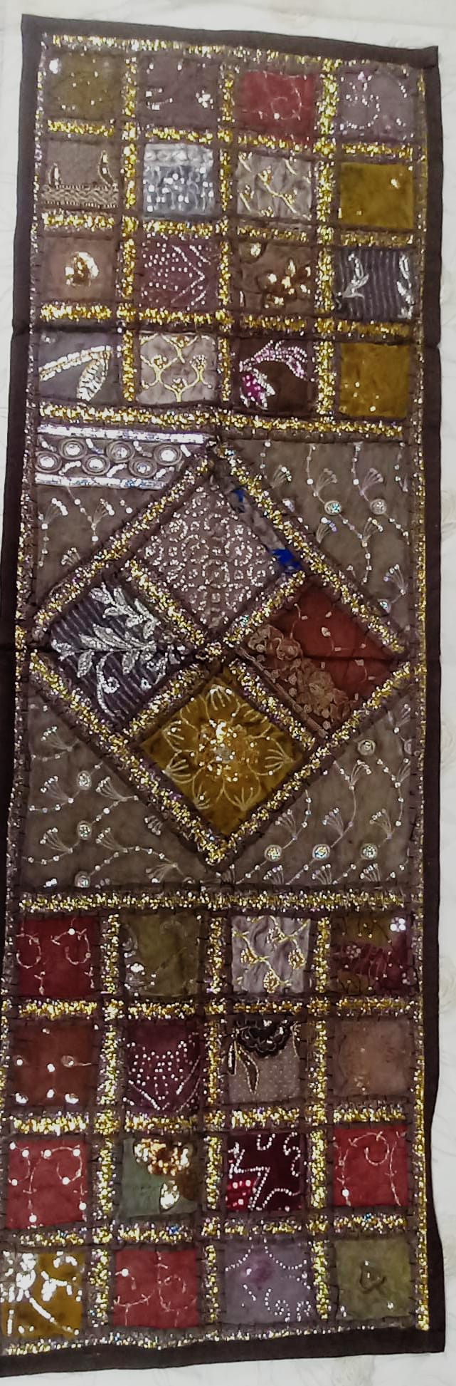 Textil Tapiz y Camino bordado patchwork elefante 90x60 cm,ENVÍO GRATIS SIN PEDIDO MÍNIMO