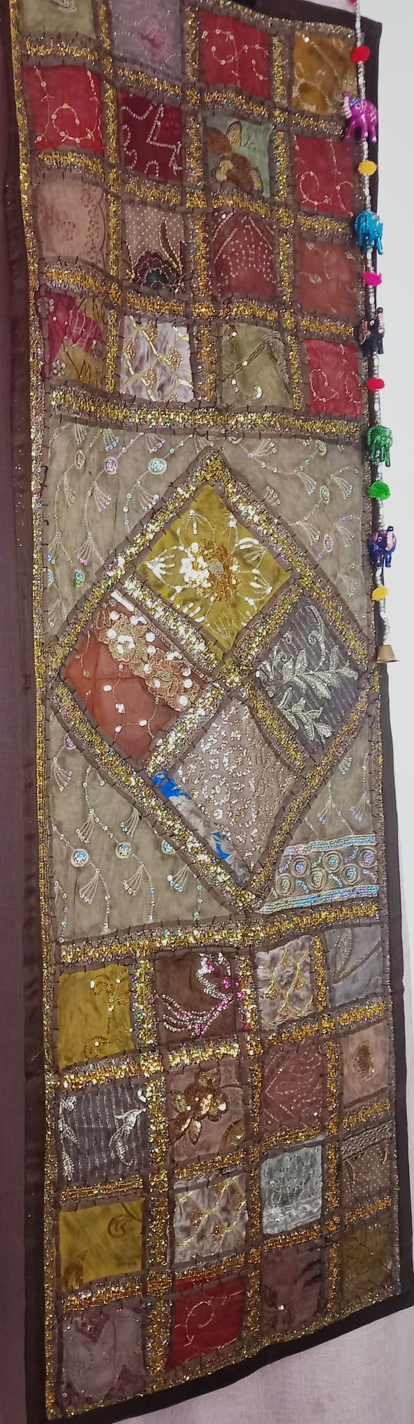 Textil Tapiz y Camino bordado patchwork elefante 90x60 cm,ENVÍO GRATIS SIN PEDIDO MÍNIMO