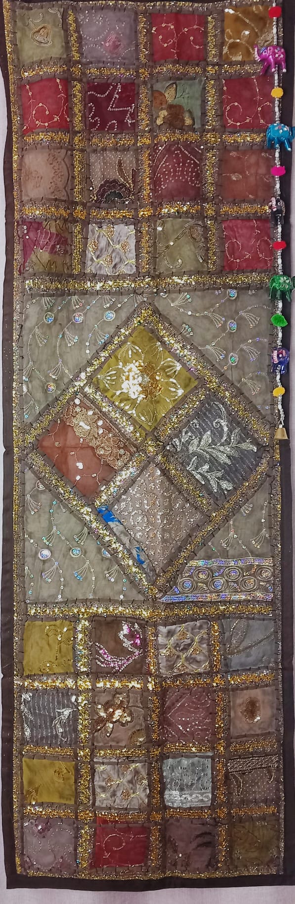 Textil Tapiz y Camino bordado patchwork elefante 90x60 cm,ENVÍO GRATIS SIN PEDIDO MÍNIMO