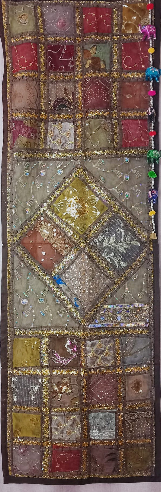 Textil Tapiz y Camino bordado patchwork elefante 90x60 cm,ENVÍO GRATIS SIN PEDIDO MÍNIMO