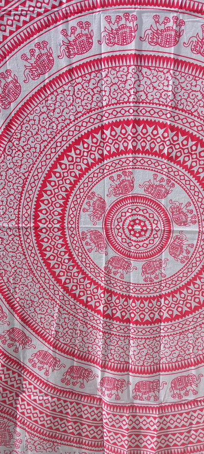 MULTIUSOS PLAID CUBRE ELFANTES CON ROJO EN ALGODÓN NATURAL ARTESANALMENTE HECHO EN INDIA. ENVÍO GRATIS SIN PEDIDO MÍNIMO.