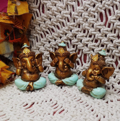 Set de 3 Piezas artesanales de carácter espiritual, ideal para llenar de intención y simbolismo cualquier espacio. Este set de Ganeshas es envío gratis sin pedido mínimo.