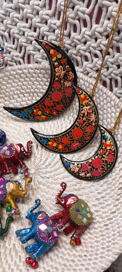 SET 3 LUNAS SURUC,PIEZAS ÚNICAS E IRREPETIBLES DE LA ARTESANÍA INDIA PINTADO A MANO.ENVÍO GRATIS SIN PEDIDO MÍNIMO