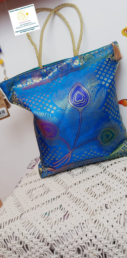 Tote seda saree de primera calidad,artesanía India,envío gratis sin pedido mínimo y precio sin competencia.
