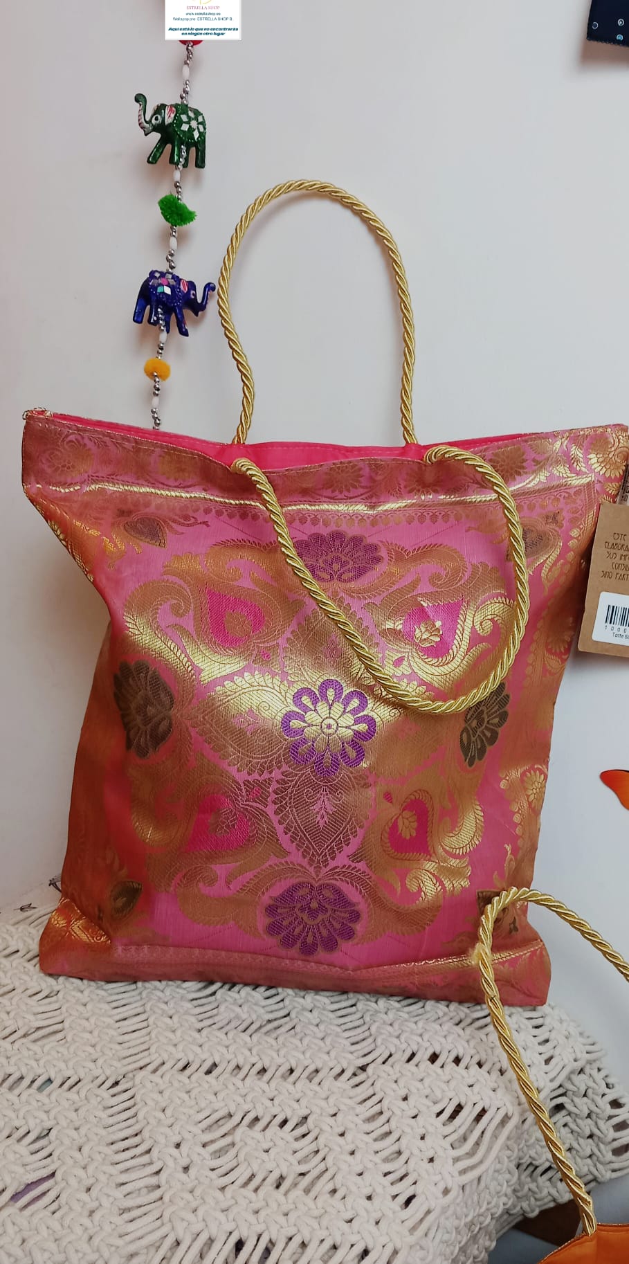 Bolsos Tote seda,artesanía India,envío gratis y precio sin competencia.Piezas exclusivas con boho vibes.