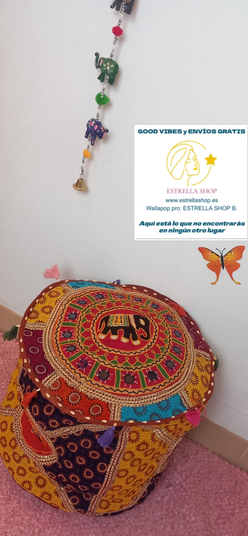 Puff con alma y mucho color en Patchwork Iro redondo 40cm aproximadamente.Envío Gratis sin pedido mínimo.