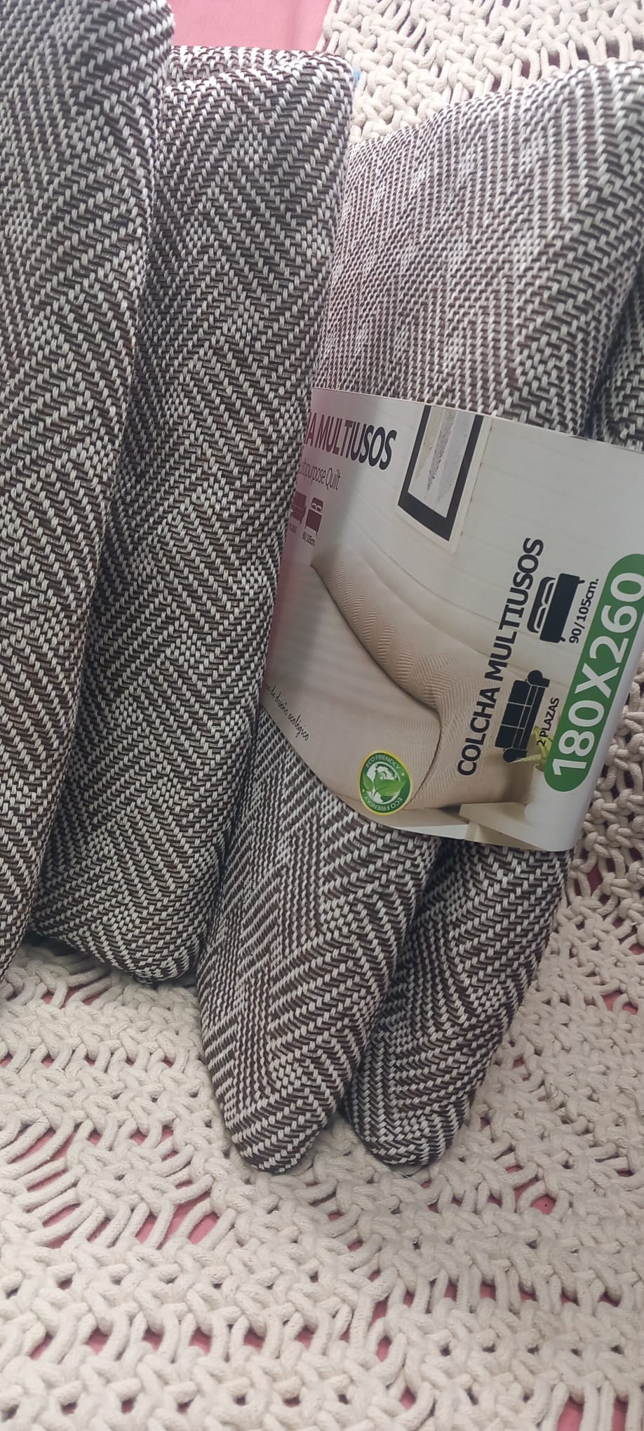 JARAPA COLCHA MULTIUSOS DE ALGODÓN PINCELADAS EN MARRÓN 180X260CM.ENVÍO GRATIS SIN PEDIDO MÍNIMO.