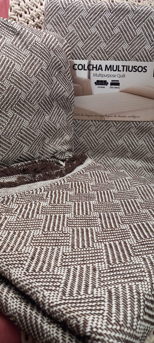 PLAID MULTIUSOS 230X260CM ALGODÓN RECICLADO DESTACA POR SU FUERTE IDENTIDAD ARTESANAL.ENVÍO GRATIS SIN PEDIDO MÍNIMO.