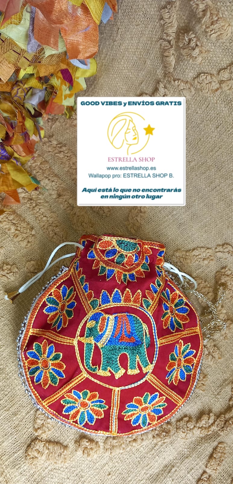 BOLSO BOMBONERA ART ELEFANTE BOLSO DE MANO BORDADO CON CIERRE DE CORDÓN.ENVÍO GRATIS SIN PEDIDO MÍNIMO.